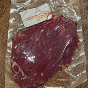 Packaged meat in plastic wrap