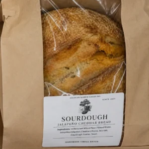 Sourdough jalapeño cheddar bread in packaging