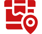 Red package with location pin icon