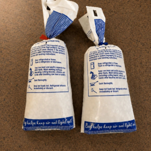 Sealed flour bags with instructions