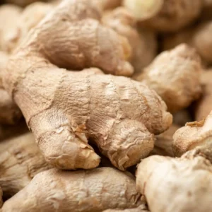 Fresh ginger roots close-up