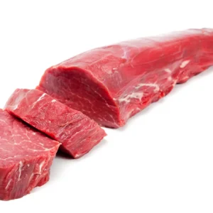Raw beef tenderloin with filet mignon slices