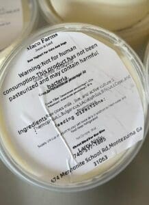 Raw milk containers with warning labels