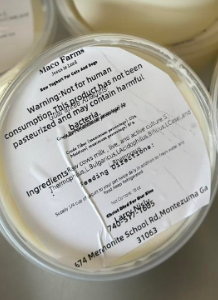 Raw milk containers with warning labels
