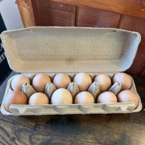 Carton of a dozen brown eggs