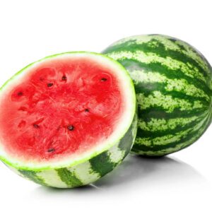 Whole and halved ripe watermelon