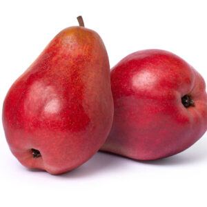 Two red pears on white background
