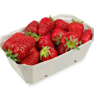 Fresh strawberries in cardboard tray